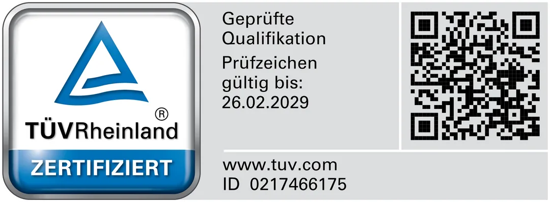 TÜV Rheinland zertifiziert